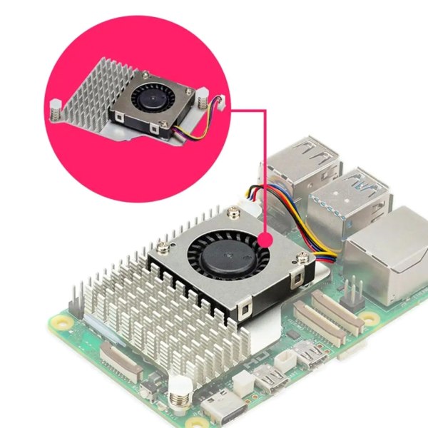 För RaspberryPi Active Coolers Hastighetsjusterbar fläktprogramvara Kontroll Metallkylning Kylflänsar Kylare för RaspberryPi 5