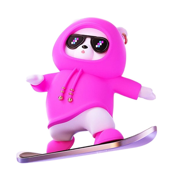 Bil Dashboard Ornament Auto Decor Car Cartoon Glide Skateboards Bear Center Console Display Legetøj til køretøjsinteriør