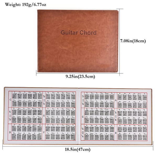 Gitarrackordsbok Diagram PU Läder 6 Strängar Pocket Gitarrackord Tabulatur