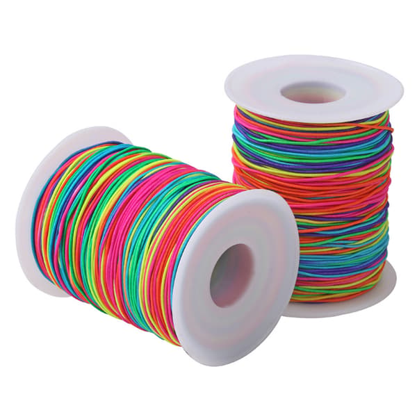100m Regnbue Farverig Elastisk Snor 1mm Tråd Stretch String Håndværk DIY Smykker