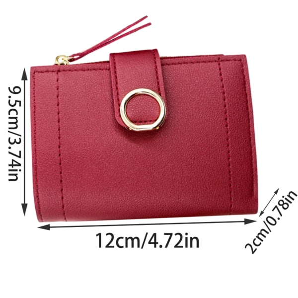 Liten lommebok for kvinner Glidelåser Myntpung Mote Myntbytteveske Kort veske Red