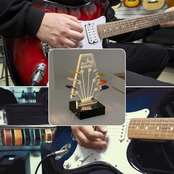 Akryl Gitarr Display Staffli Plektrumställ Plektrumbox med Bas Gitarrplektrumhållare