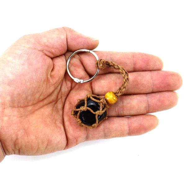 Gör-det-själv-nyckelring Oavslutad Macrame-snöre Nyckelring Kristallstenhållare Burnyckelring Unik smyckenstillverkning Brown