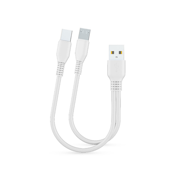 2 i 1 Micro USB C-kabel för Android-kablar Snabbladdning Laddningskabel Tablettelefon Laddningssladd 2 i 1 Dual för huvudkabel