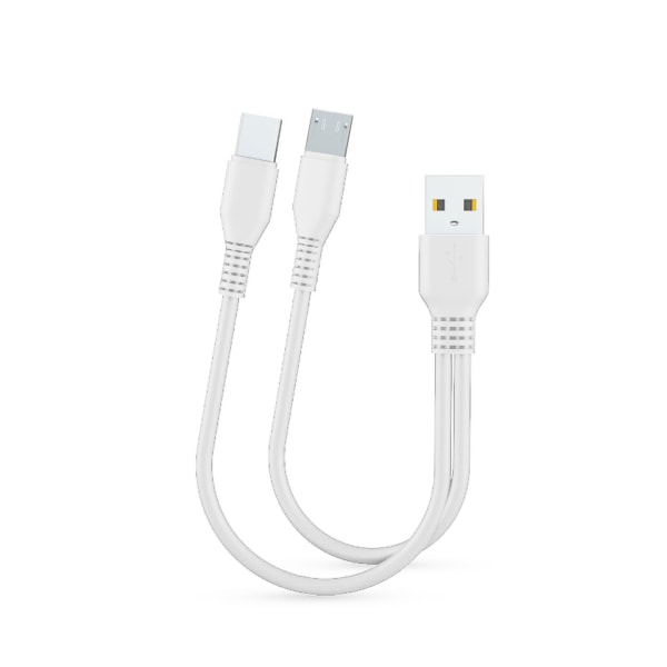 2 i 1 Micro USB C-kabel för Android-kablar Snabbladdning Laddningskabel Tablettelefon Laddningssladd 2 i 1 Dual för huvudkabel White 1m
