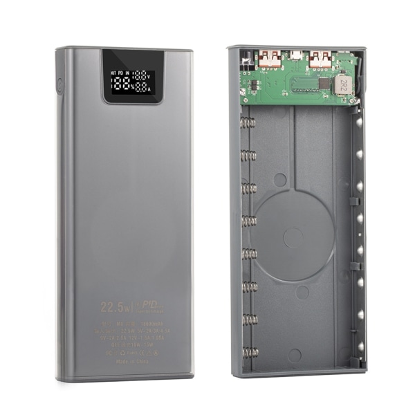 DIY Power Bank Boxes 8x18650 Batteri Case Metallskal 22,5W Snabbladdningsversion Batterier ingår ej