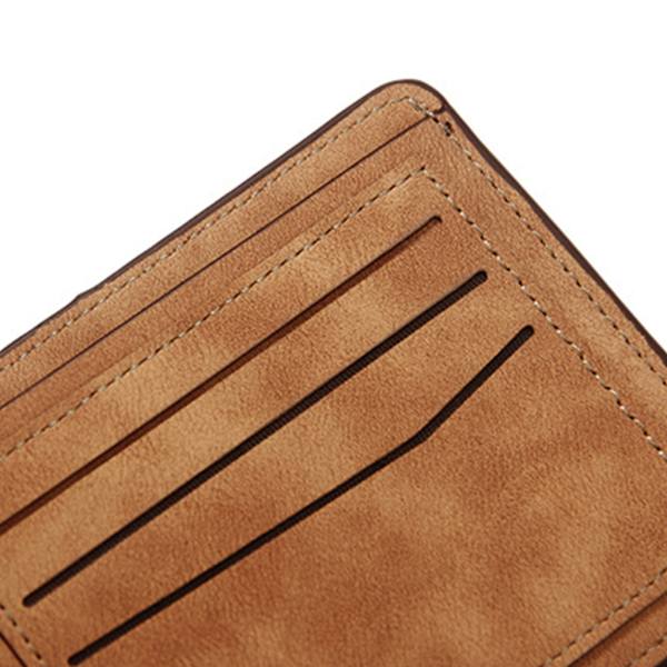 Frostad smal korthållare Multi-Slot Card Case Fickplånbok Retro Trifold-väska Light Brown