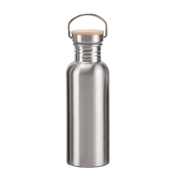Vandflaske i rustfrit stål Sølv enkeltvæg med håndtag til sportsrejser