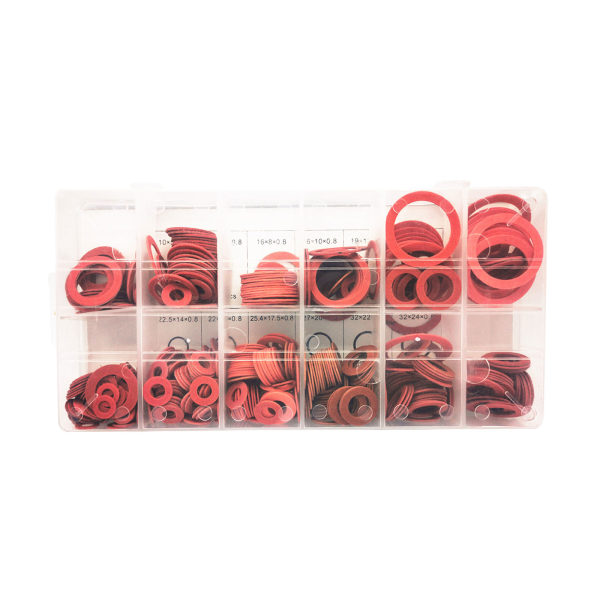 600 st rött stålpapper fiber platt bricka kit isoleringsbricka packning mutter & bult set platt ring tätning sortiment kit