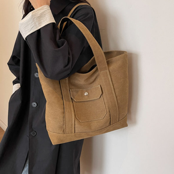 Indkøbstasker Bogtaske Trendy taske Mode Casual Shopper Bag Alsidig håndtaske Khaki