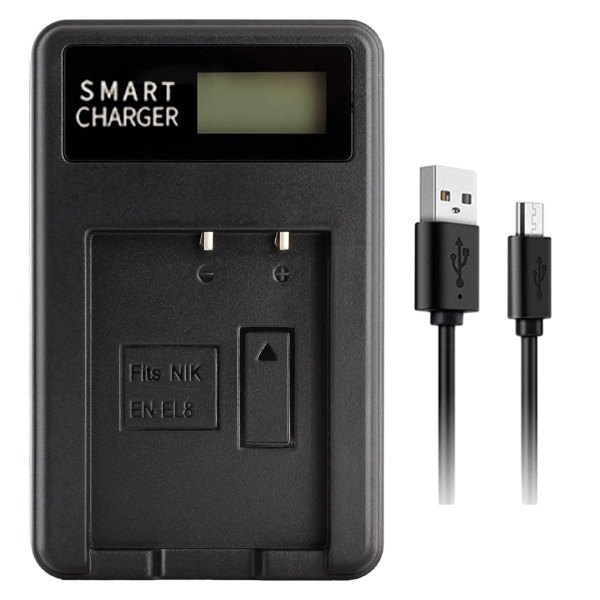 EN-EL8 LCD USB-kamera Batterioplader Opladningsdock til Nikon S52C P1 P2 S50 S50C S51 S51C S52 S7c kamerabatteri
