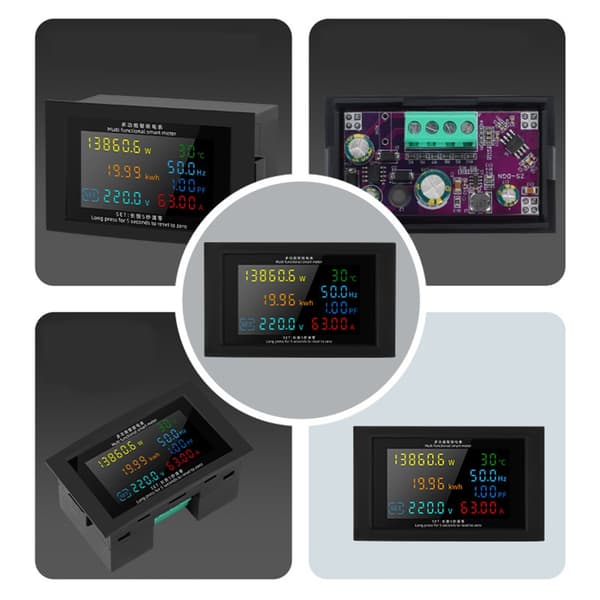 Högprecisions effektmätare Amperemeter Voltmeter AC50V-380V 100A Tydlig Display