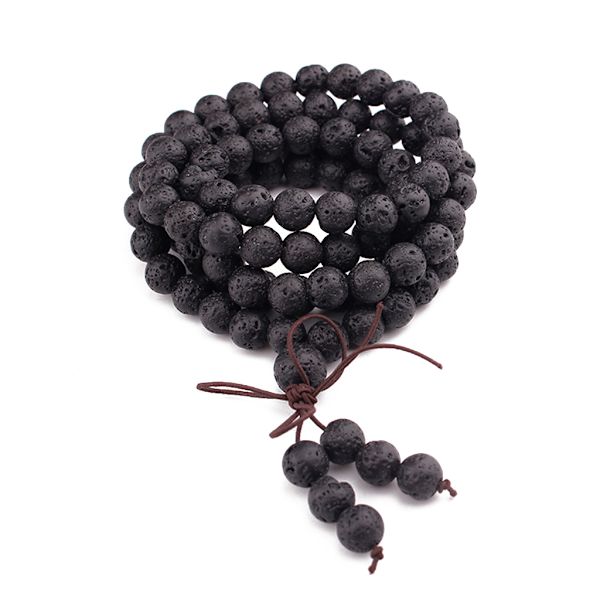 Buddhistiska 108 svarta pärlor halsband Rosenkrans armband smycken present för män kvinnor