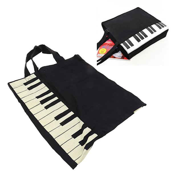 Hot Fashion Black Piano Keys Musik Handväska Tote Bag Shopping Bag Handväska