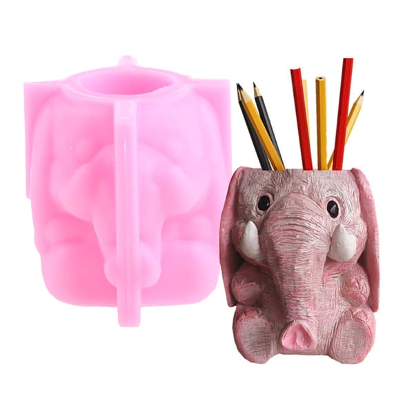 Elephant Flowerpot Penholder UV Epoxy Form Cement Gips Ler Silikone Form