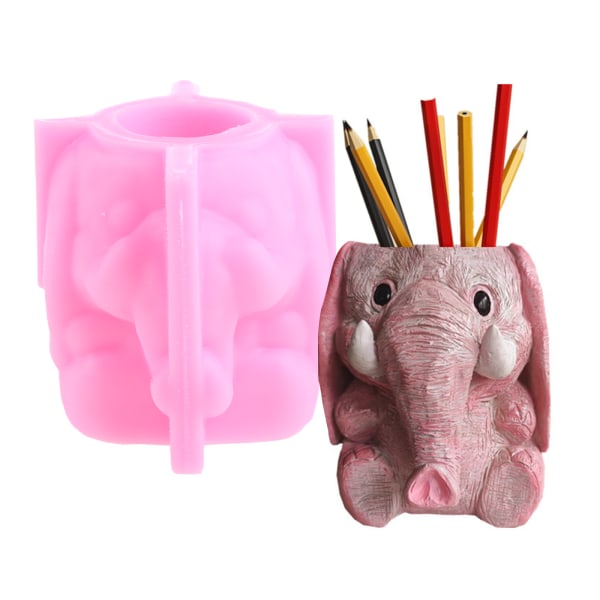 Elephant Flowerpot Pennholder UV Epoksyform Sementgips Leire Silikonform