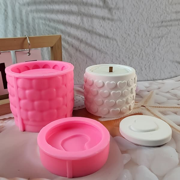 Cylinder Lys Kop Silikoneforme Epoxy Resin Form Lysbeholder med Låg Form