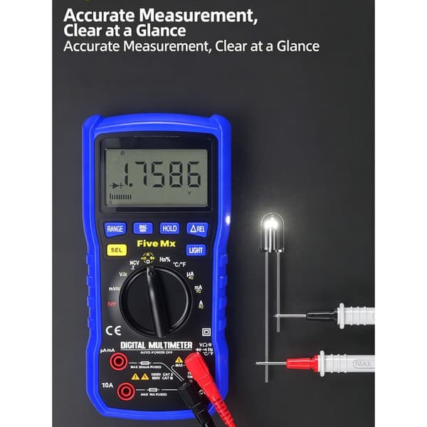 Kompakt digital multimeter med anti-brännskydd Tydlig LCD-skärm