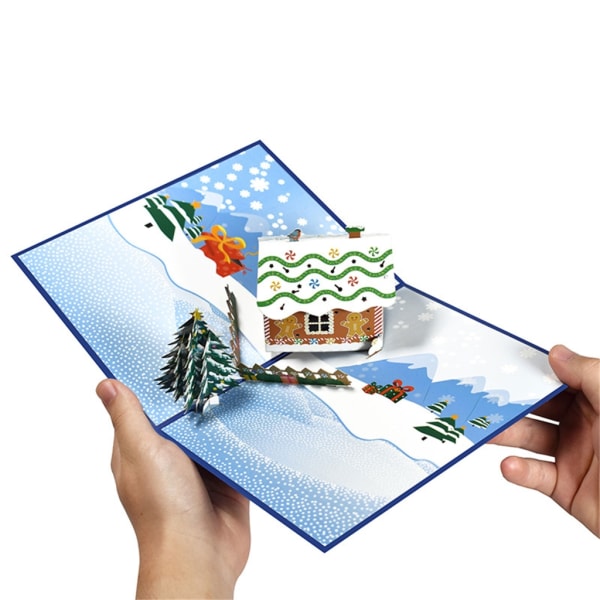 Julkort Musik Guldstämpling 3D tredimensionell julgran Söt snögubbe tecknad jultomte
