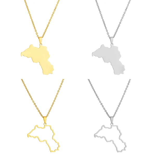 Kurdistan Karta Hänge Halsband Metall Land Territory Kedja Patriotiskt Par Etnisk stil Populär personlighet smycken Gold - Style 1