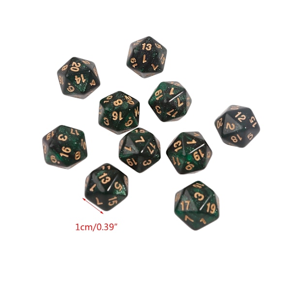 10 st Akryl 20-sidig Polyhedral Tärning för RPG Rollspel Hållbar 2