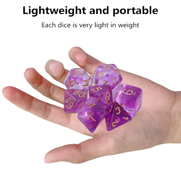 7 kpl monipuolisia akryylinoppaa monipuolisia värikkäitä läpinäkyviä pelinoppaa Purple