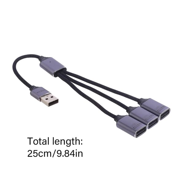3-i-1 USB-splitkabel 25 cm ledning til computer, bærbar computer, USB-flashdrev, mus