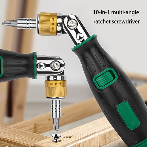 Universal Skralle Skrutrekker Kit 10 Bit Vinkler Solid Karbonstål Konstruksjon