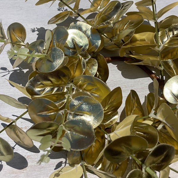 Plastbladsringar Elegant julpengar Leaf Ljusbåge Ljus Krans Ljusringar för inomhusevenemang Semester Hållbar Gold