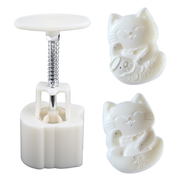 Plastmaterial Mooncake Form Stamp Moon Cake Form for Creative Lucky for Cat Shape DIY Form för midhöstfest