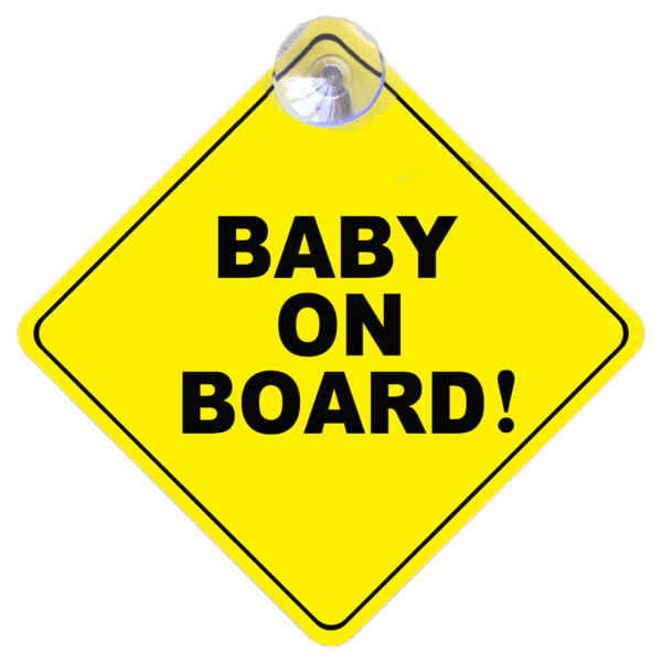 BABY ON BOARD Safety Car Fönster Sugkopp Barnvagn Gul reflekterande varningsskylt klistermärke