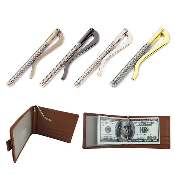 Metall Bifold Money Clip Bar Plånbok Byt ut delar Fjäderklämma Kontanthållare Gold