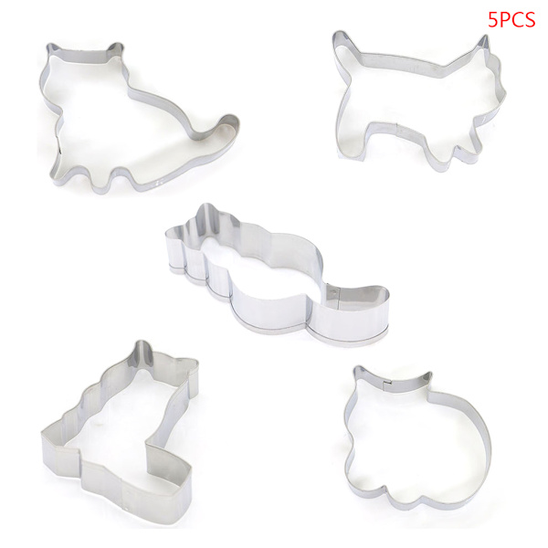 5 stk/sæt Dyr kæledyr til kat Cookie Cutter Form 3D Sugar Craft wienerbrød Biscuit Fon