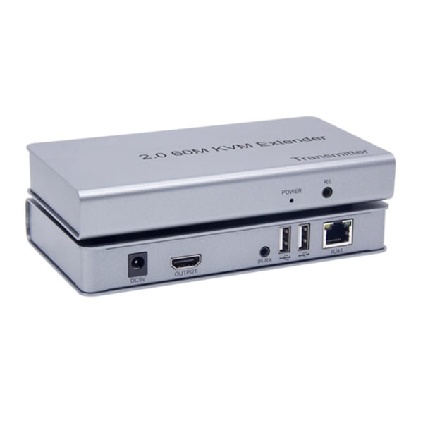 HDMI-kompatibel KVM USB Extender 1080P- 60Hz KVM USB Extender Over Cat5/6 Ethernet-kabelsignalförlängning till 196FT/60M null - UK