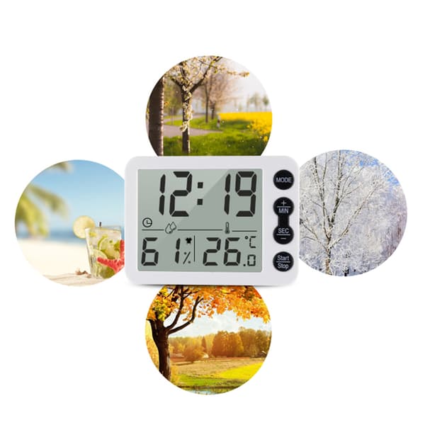 Digitalt Termometer Hygrometer Vekkerklokke Timer Temperatur Fuktighetsmonitor