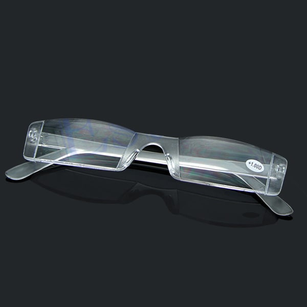 Glasögon genomskinliga båglösa läsglasögon för case Presbyopia 1,00 Dioptri