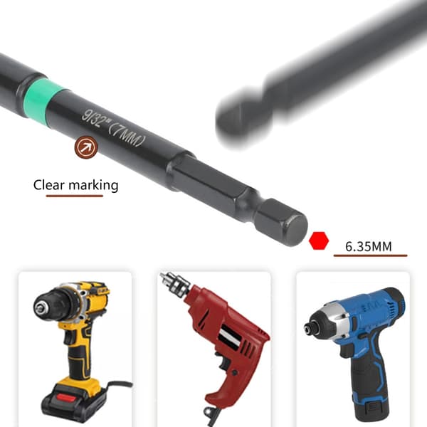 13 stk. magnetisk muttertrekker sett lange skaft muttertrekker bits for bruk med drill