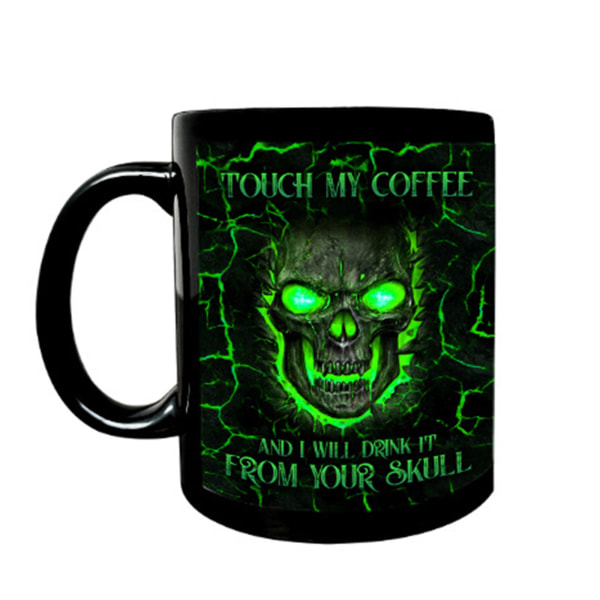 Rolig kaffemugg för beröring Mitt kaffe Jag kommer att dricka det Dödskalle 11 oz keramisk tekopp för män Kvinnor Halloween-julfödelsedagspresent null - 3