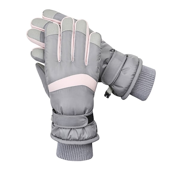 Pekskärm Vinterhandskar Vattentäta Snöskidhandskar Kallväderhandskar Gray pink