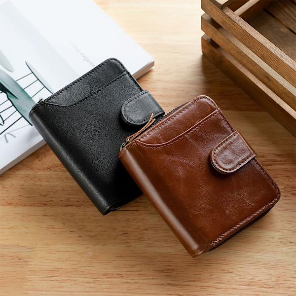 Män ID Kreditkortshållare Läder Business Ficka för case Multi-Function Organizer Plånbok Black