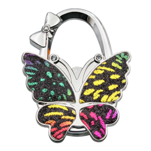 Bärbarhet Multifunktion Färgglad Butterfly- Handväska Handväska Krok hopfällbar hängare Black Colorful