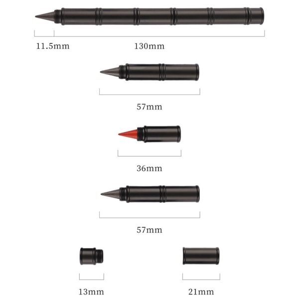 Eternal Pencil Refillable Blekkfri blyant for tegning og skriving Black