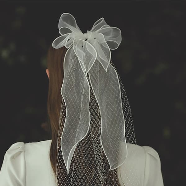 Brudeslør for brudehode smykker iøynefallende mantilla mesh for dame