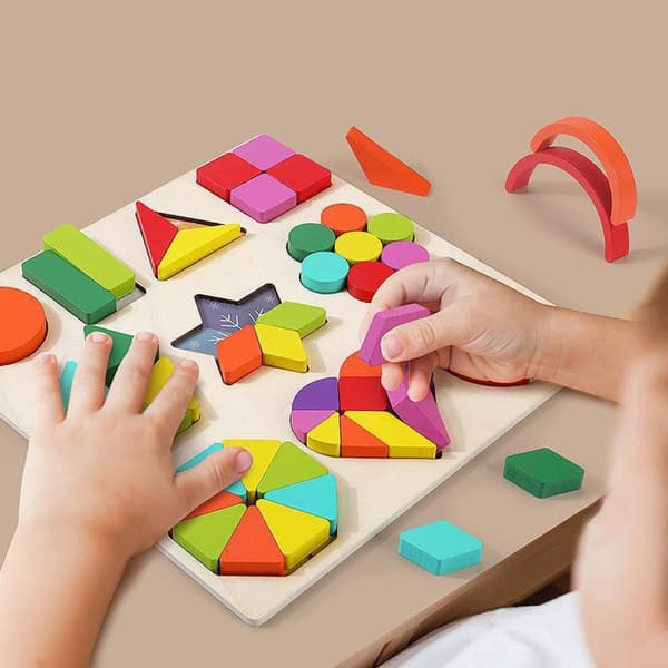 Trä Geobräda Grafikkort Formmatchningsspel Småbarnsleksak