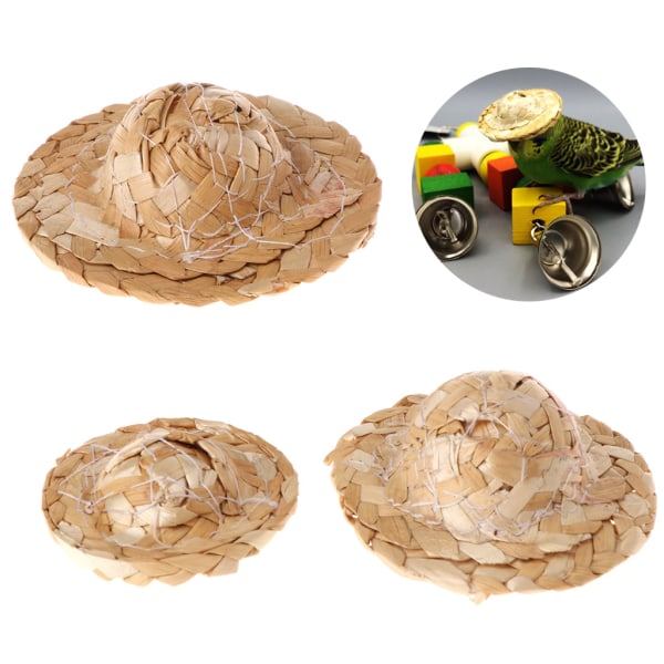 Bearded Dragon Accessoarer Halmvävd hatt för Hamster Lizard Papegoja Reptil L