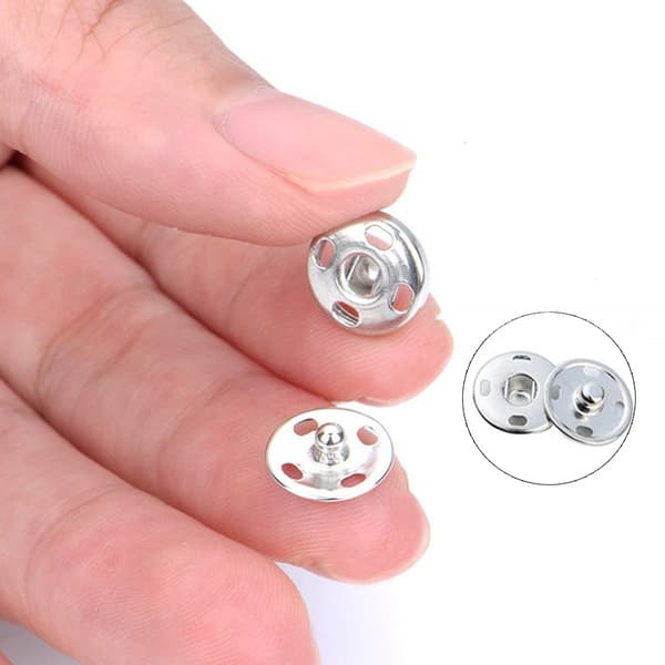 200 Set Påsybara Tryckknappar Metall Tryckknappar Fästknappar för Sömnad Kläder 10mm 8.5mm