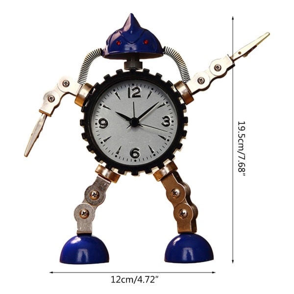 Gear Robot Desktop väckarklocka för kreativ student Tyst för tidsklockor för hem sovrum kontor skrivbord dekoration barn Blue