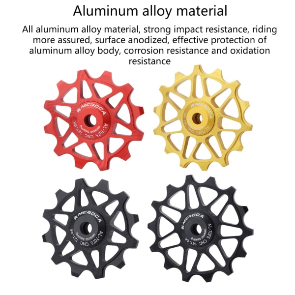 12T 14T remskive keramisk styrehjul remskive styrerull for sykkel sykler Red 14T