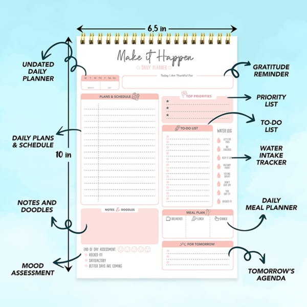 Spolabindande Planerare Daglig Att-göra-lista Anteckningsbok Daglig veckoplaneringsdagbok 52 Odaterad sida för daglig journalföring null - 5