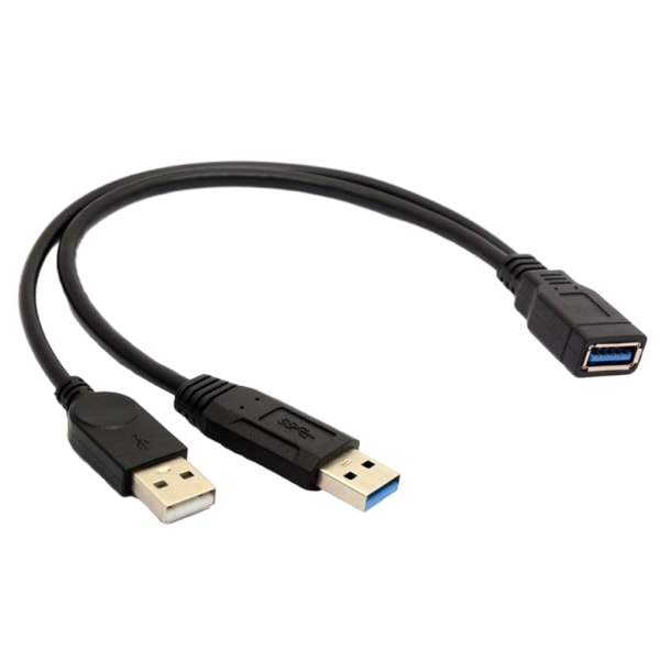 USB splitteradapter USB3.0 till 2USB2.0 Adapterkabel för förlängningskabel 30CM 11.8in null - A